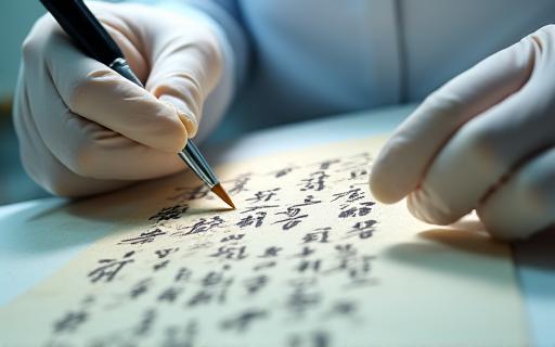 실험실에서 고서적을 복원하고 있는 모습